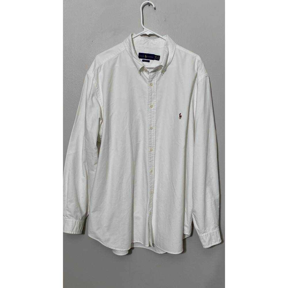 Polo Ralph Lauren Oxford Button Down Shirt 2XB White Flesh Pony Logo Long Sleeve